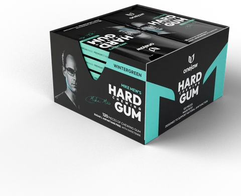 Mike Mew Edition Hard Chewing Gum, Wintergreen display of twelve packs
