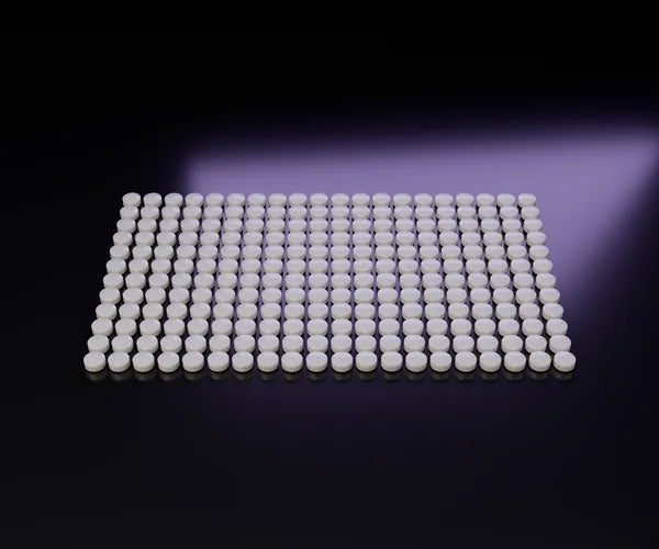 The 240 pieces of the pack laid out on the stage